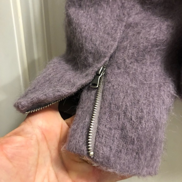 Fun furry alpaca Talbots moto jacket in lavender - Picture 5 of 6